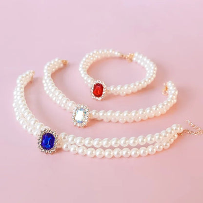 Elegant Pearl Necklace with Crystal Accents – Adjustable Collar Necklace XS to L for Any Occasion 5