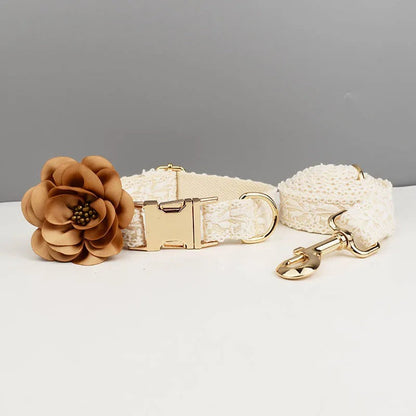 Elegant Personalized Dog Collar and Leash Set – Custom Name Tag, Durable Material, Size S-XL, White 0