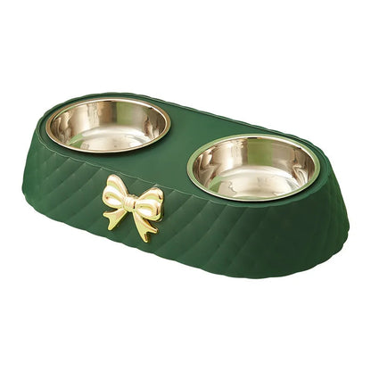 Elegant Stainless Steel Pet Bowl Set with Bow Tie Design – Durable and Stylish Feeding Solution 7