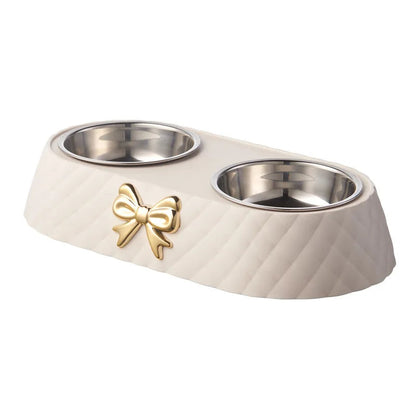 Elegant Stainless Steel Pet Bowl Set with Bow Tie Design – Durable and Stylish Feeding Solution 8