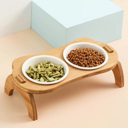 Elevated Bamboo Pet Bowls for Cats and Small Dogs – Eco-Friendly Design with Anti-Leak Feature 3