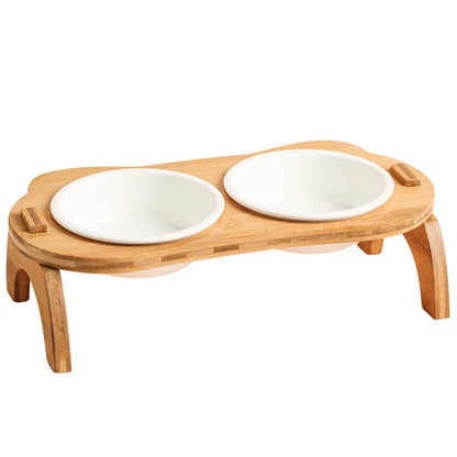 Elevated Bamboo Pet Bowls for Cats and Small Dogs – Eco-Friendly Design with Anti-Leak Feature 4