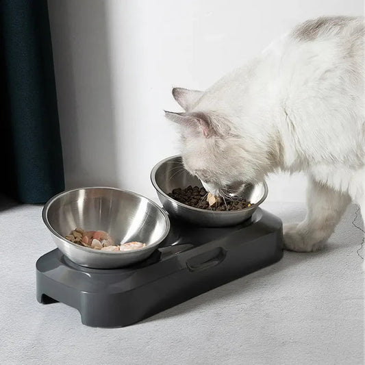 Elevated Cat Bowl in Stainless Steel for Improved Digestion and Comfort – Ergonomic Design 0