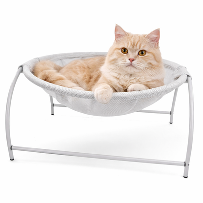 Elevated cat hammock bed featuring breathable mesh fabric and a sturdy sofa-style frame, perfect for indoor lounging and relaxation. 0