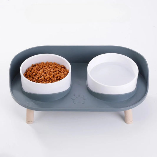 Elevated Dog and Cat Feeding Station with Double Bowls – Ergonomic Non-Slip Design for Healthy Eating Posture 0