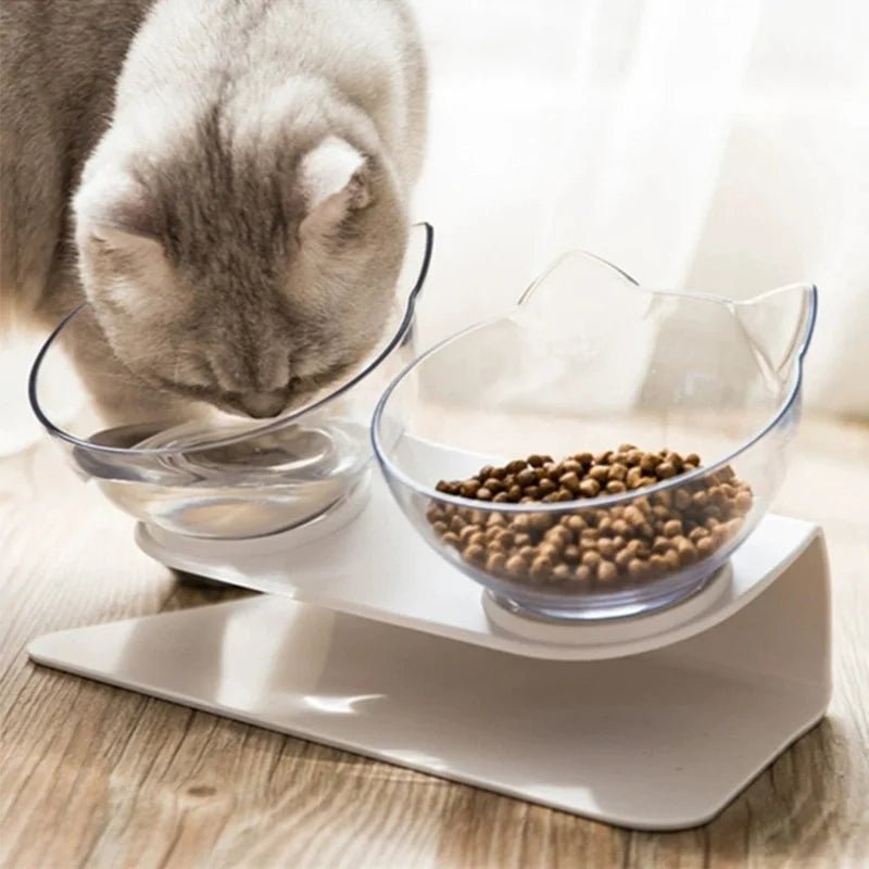 Elevated Double Cat Food Bowl with Ergonomic Tilt – Non-Slip Feeding Station 2