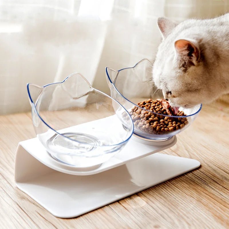 Elevated Double Cat Food Bowl with Ergonomic Tilt – Non-Slip Feeding Station 3
