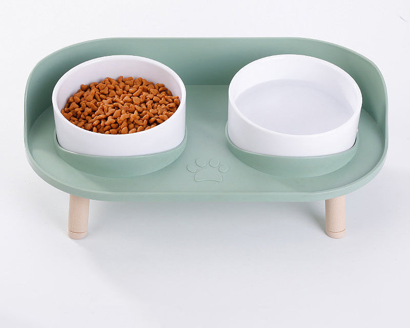 Elevated Double Food Bowl for Cats and Dogs – Ergonomic Non-Slip Design for Small to Medium Pets 0