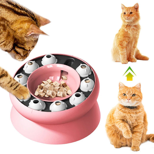 Elevated Interactive Puzzle Cat Feeder – Slow Feeding Bowls for Healthy Eating, Ergonomic 15-Degree Tilt Design 4