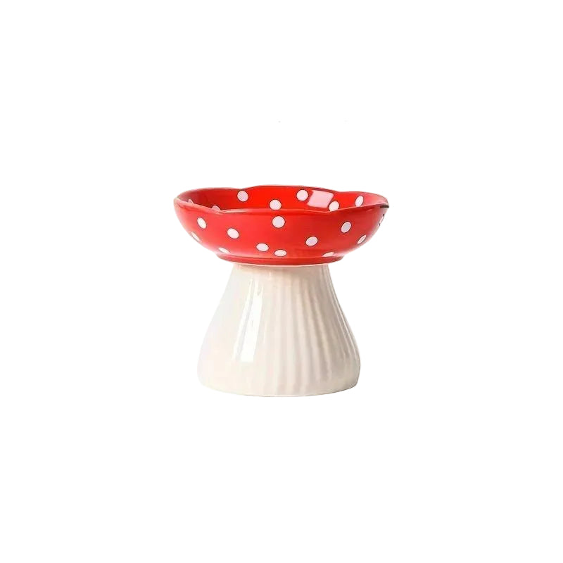 Elevated Mushroom-Shaped Cat Bowl – 6-Inch Whisker-Friendly Raised Cat Food Bowl in Durable Ceramic 0