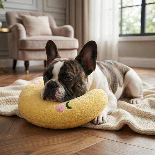 Ergonomic dog neck support pillow designed for restful sleep, featuring a soft plush design for ultimate comfort and support. 0