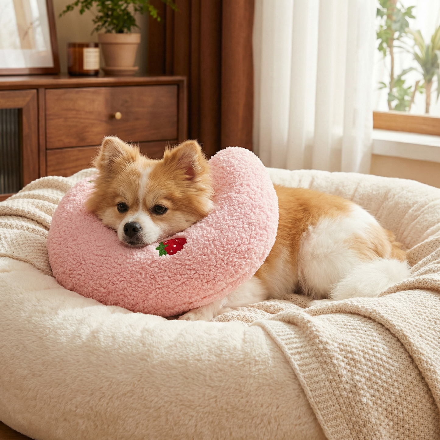 Ergonomic dog neck support pillow designed for restful sleep, featuring a soft plush design for ultimate comfort and support. 6