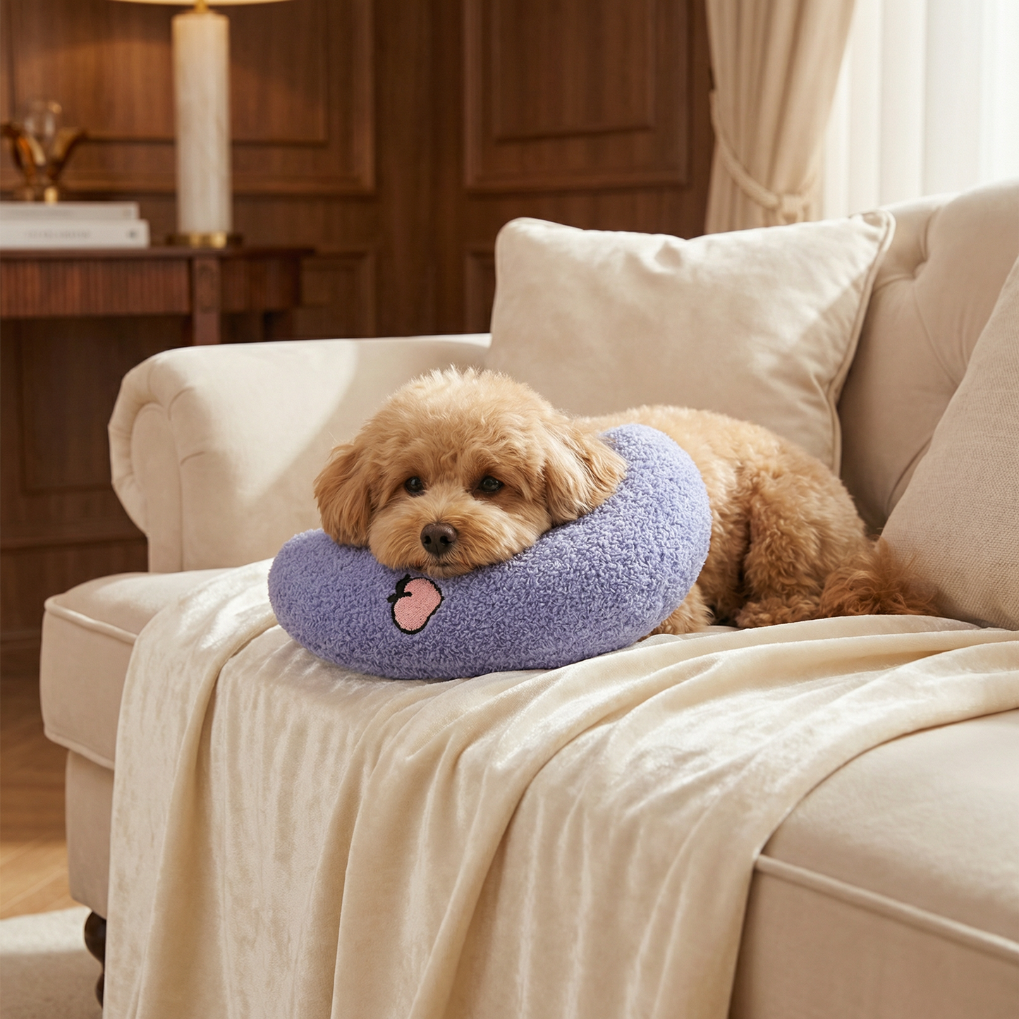 Ergonomic dog neck support pillow designed for restful sleep, featuring a soft plush design for ultimate comfort and support. 7