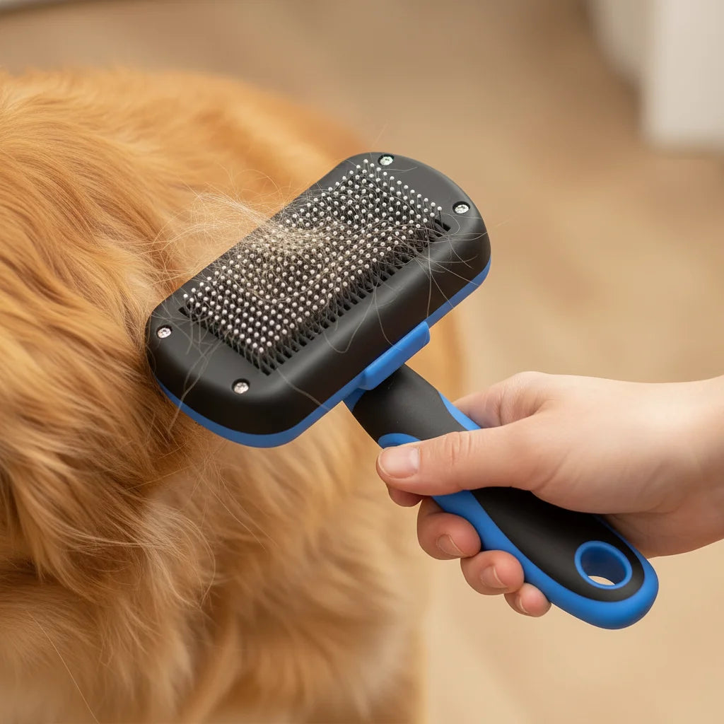 Ergonomic Dog and Cat Brush with Soft Stainless Steel Pins for Gentle Grooming and Tangle Removal 6