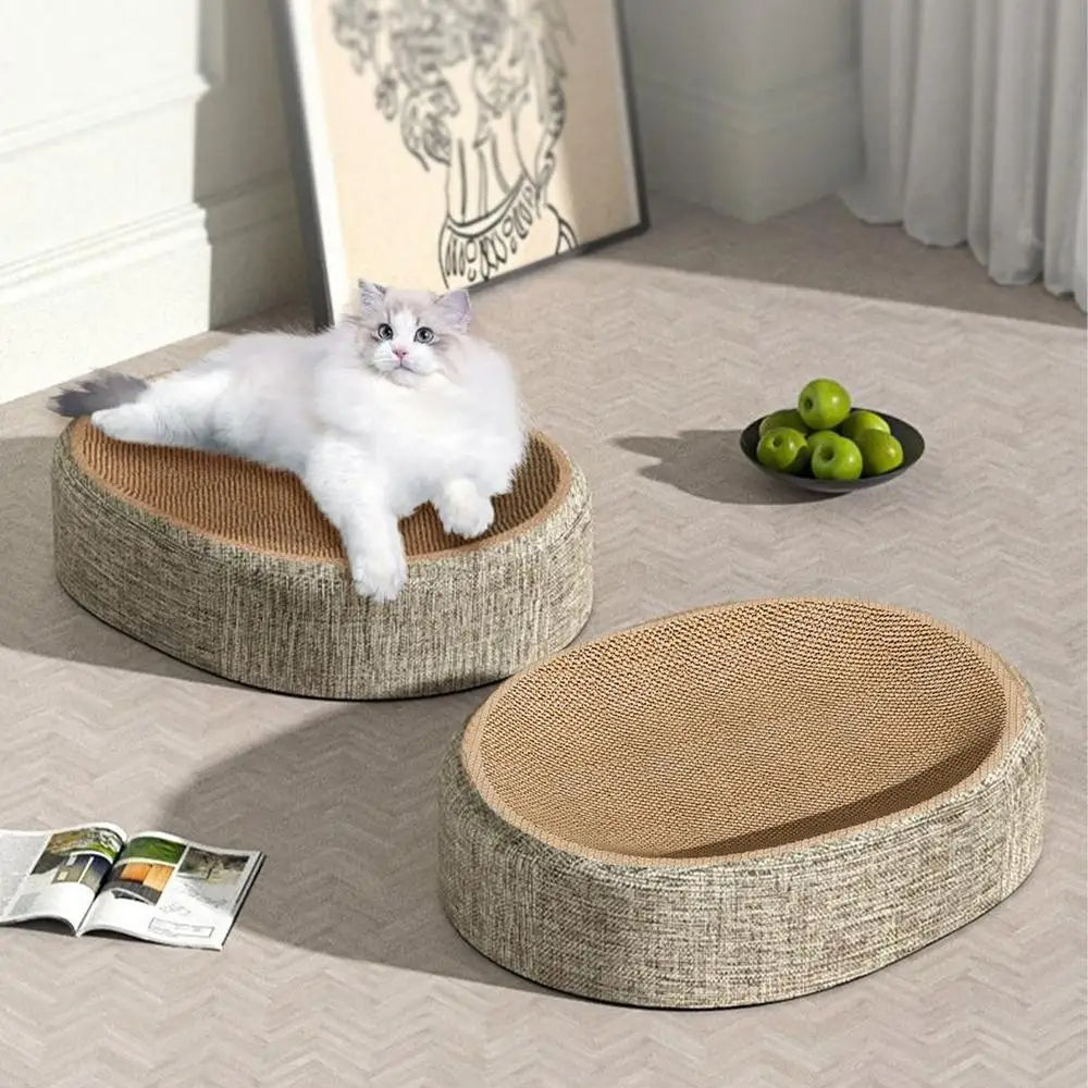 Ergonomic Oval Cat Bed with Durable Sisal – Multi-Purpose Scratch Furniture for Cozy Lounging and Play 0