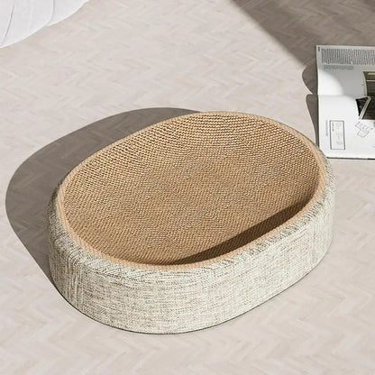 Ergonomic Oval Cat Bed with Durable Sisal – Multi-Purpose Scratch Furniture for Cozy Lounging and Play 1