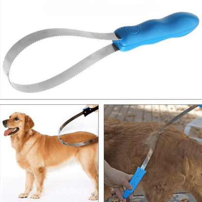 Extendable Dog Grooming Tool - Strong Sweat Scraper for Shedding, Dirt Removal, Ergonomic Handle, Stainless Steel Blade 1