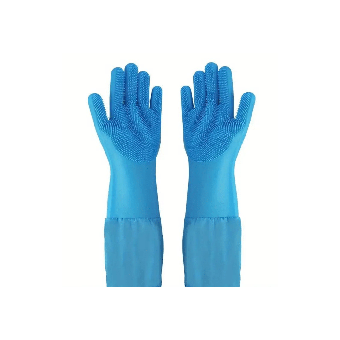 Extra Long Dog Grooming Gloves with Silicone Bristles for Easy Bathing and Massage – Pet Washing Mitts for Dogs and Cats 0