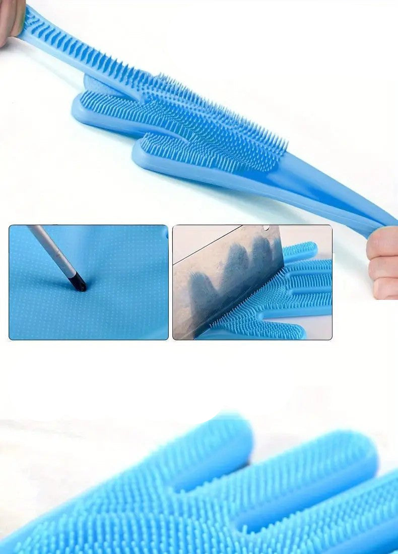Extra Long Dog Grooming Gloves with Silicone Bristles for Easy Bathing and Massage – Pet Washing Mitts for Dogs and Cats 5