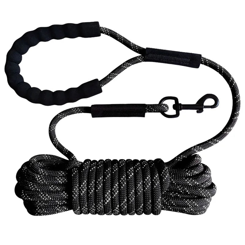 Extra Long Reflective Dog Leash – Durable Nylon, Comfortable Foam Handle, Ideal for Training and Walking, Available in 10m, 15m, 20m 2