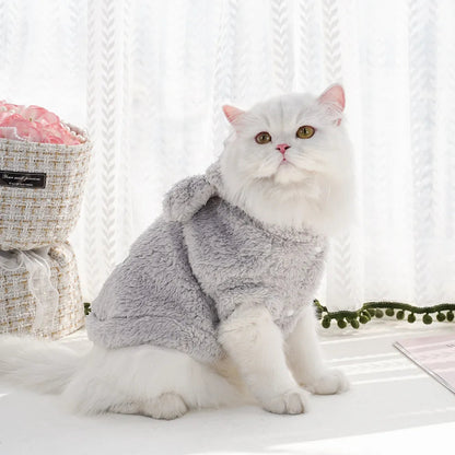 Fleece Dog Hoodie for Small and Medium Pets – Soft Warm Hooded Coat in Grey, Pink, and Beige 0