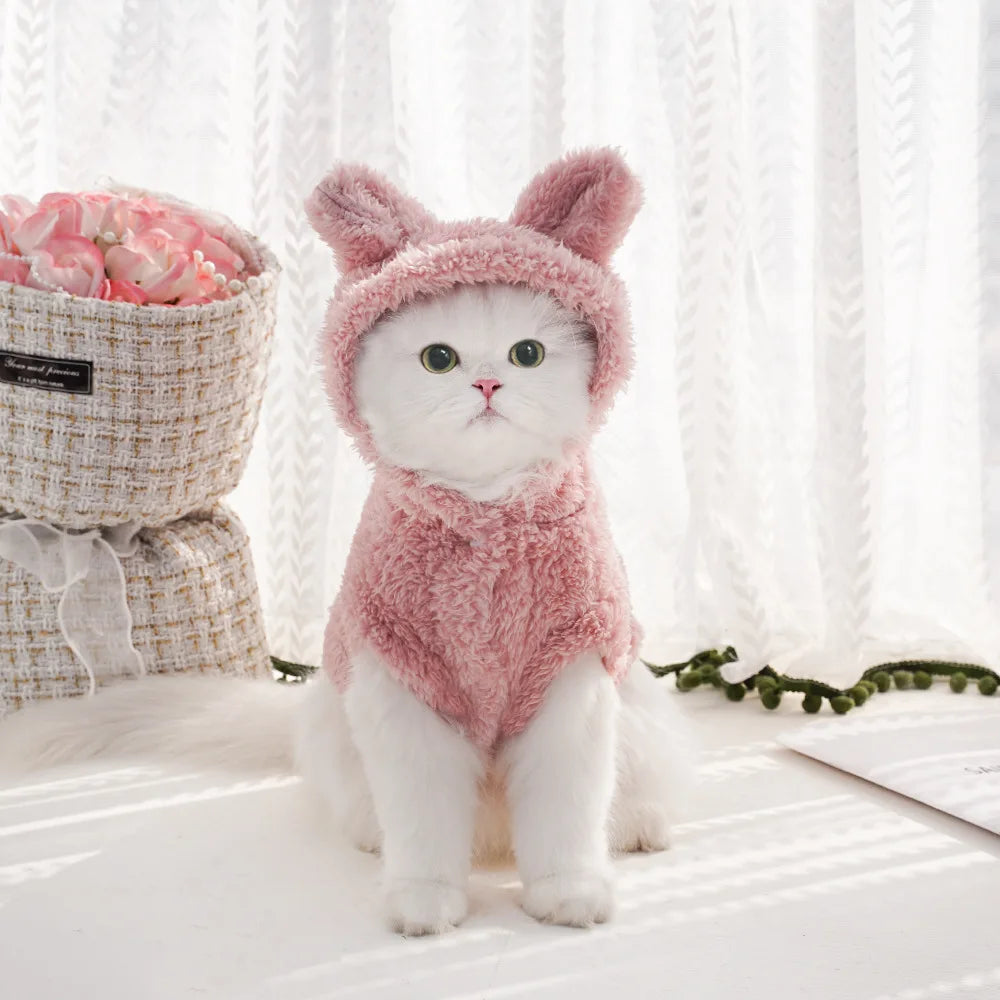 Fleece Dog Hoodie for Small and Medium Pets – Soft Warm Hooded Coat in Grey, Pink, and Beige 3