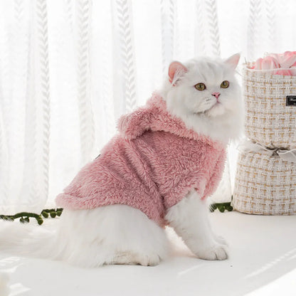 Fleece Dog Hoodie for Small and Medium Pets – Soft Warm Hooded Coat in Grey, Pink, and Beige 7
