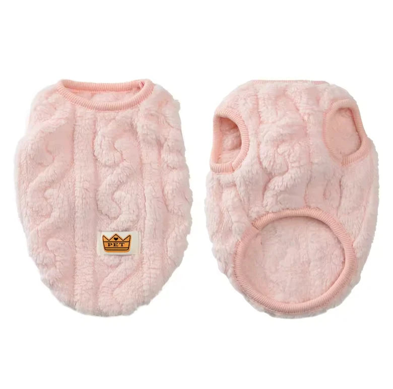 Fleece dog sweater for small to medium dogs, featuring a sleeveless design for added warmth and comfort during cold weather. 7