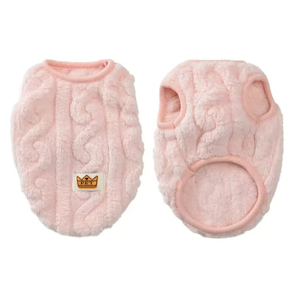 Fleece dog sweater for small to medium dogs, featuring a sleeveless design for added warmth and comfort during cold weather. 7