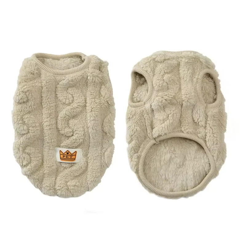 Fleece dog sweater for small to medium dogs, featuring a sleeveless design for added warmth and comfort during cold weather. 8