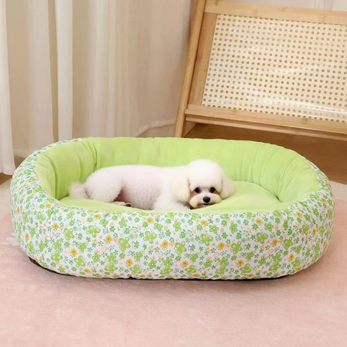 Floral Pet Bed for Small to Medium Dogs and Cats – Cozy All-Season Design 1