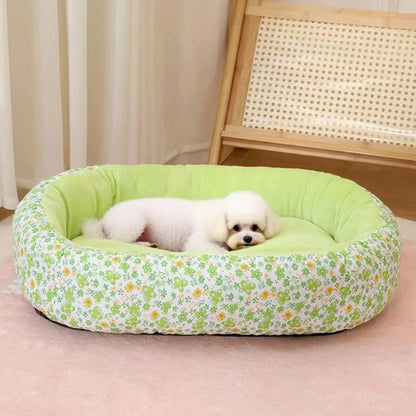 Floral Pet Bed for Small to Medium Dogs and Cats – Cozy All-Season Design 1