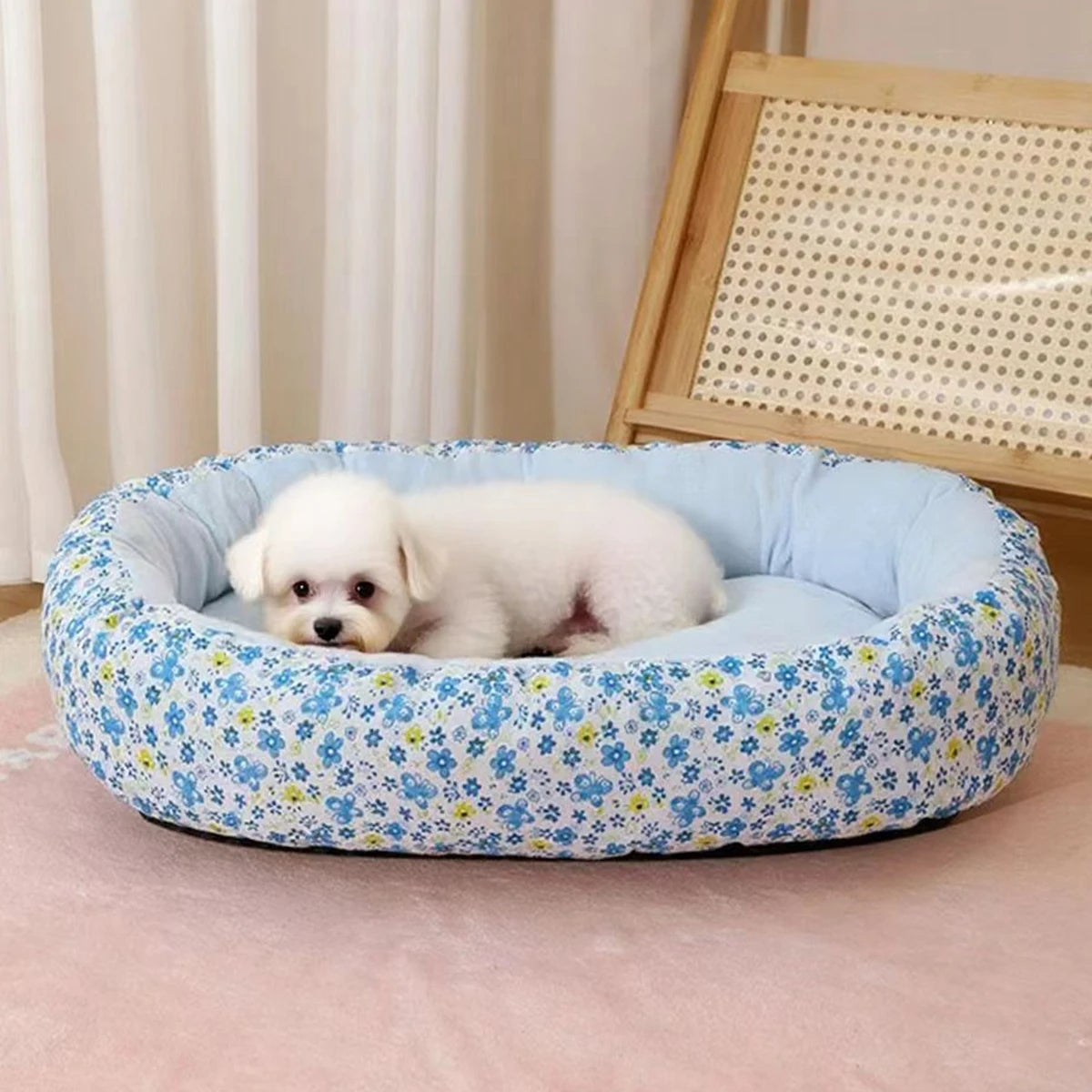 Floral Pet Bed for Small to Medium Dogs and Cats – Cozy All-Season Design 2