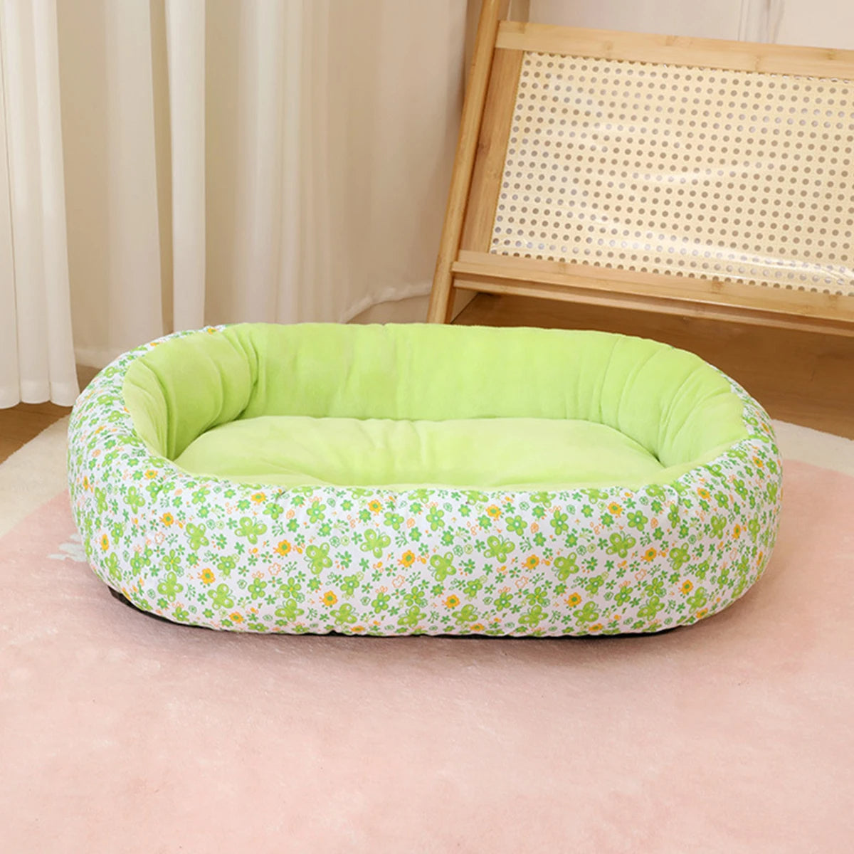 Floral Pet Bed for Small to Medium Dogs and Cats – Cozy All-Season Design 4