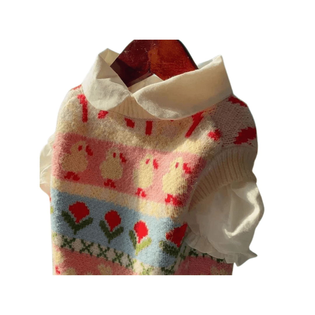 Floral Womens Sweater – Cozy Cotton Knitwear for Autumn/Winter, Stylish and Comfortable 0