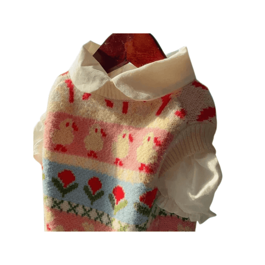 Floral Womens Sweater – Cozy Cotton Knitwear for Autumn/Winter, Stylish and Comfortable 0