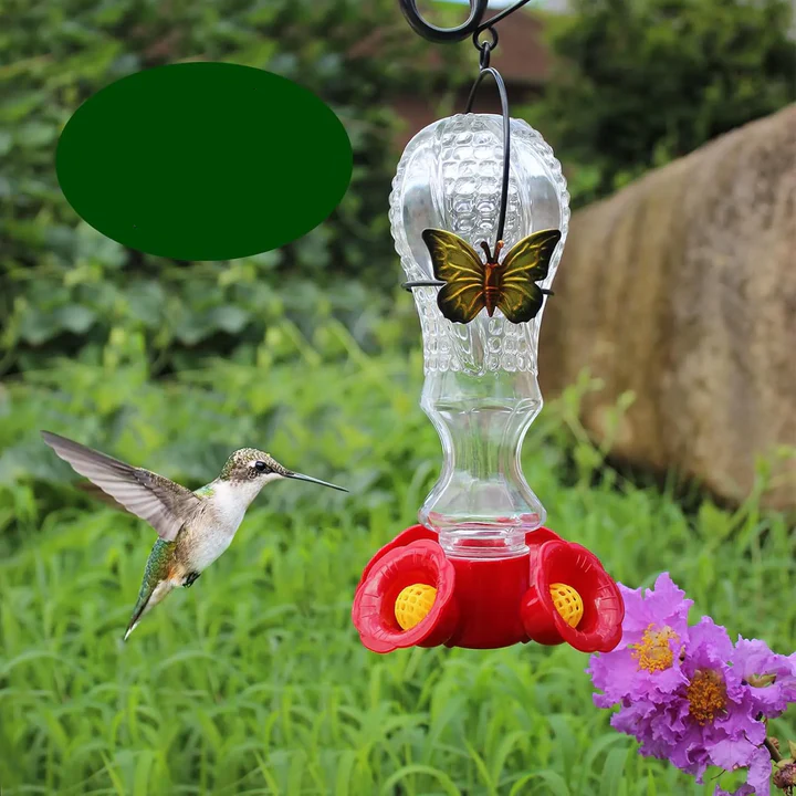 Flowers Glass Hummingbird Feeder with Ant Moat – 25 oz Capacity and Floral Design 1