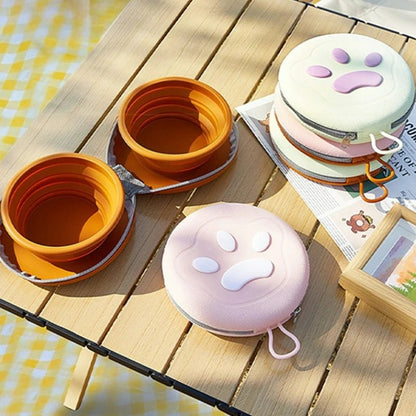 Foldable 2-in-1 Silicone Dog Bowl for Food and Water – Portable, Compact, Easy to Clean Travel Pet Bowl 2