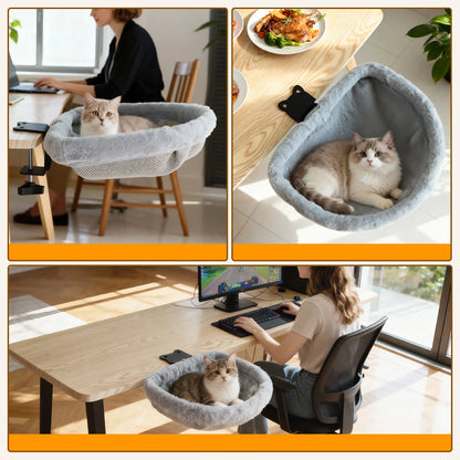 Foldable Cat Desk Hammock with space-saving design, featuring a secure hanging perch for comfortable cat lounging and relaxation. 5