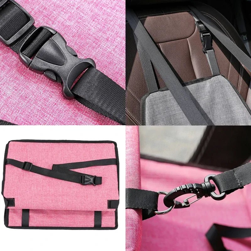 Foldable Dog Car Seat with Safety Belt - Breathable Mesh Portable Dog Booster Seat for Comfortable Travel 3