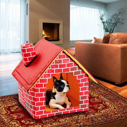 Foldable Dog House with Brick Design – Cozy Indoor/Outdoor Retreat for Small to Medium Dogs 1