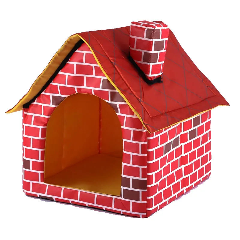Foldable Dog House with Brick Design – Cozy Indoor/Outdoor Retreat for Small to Medium Dogs 4