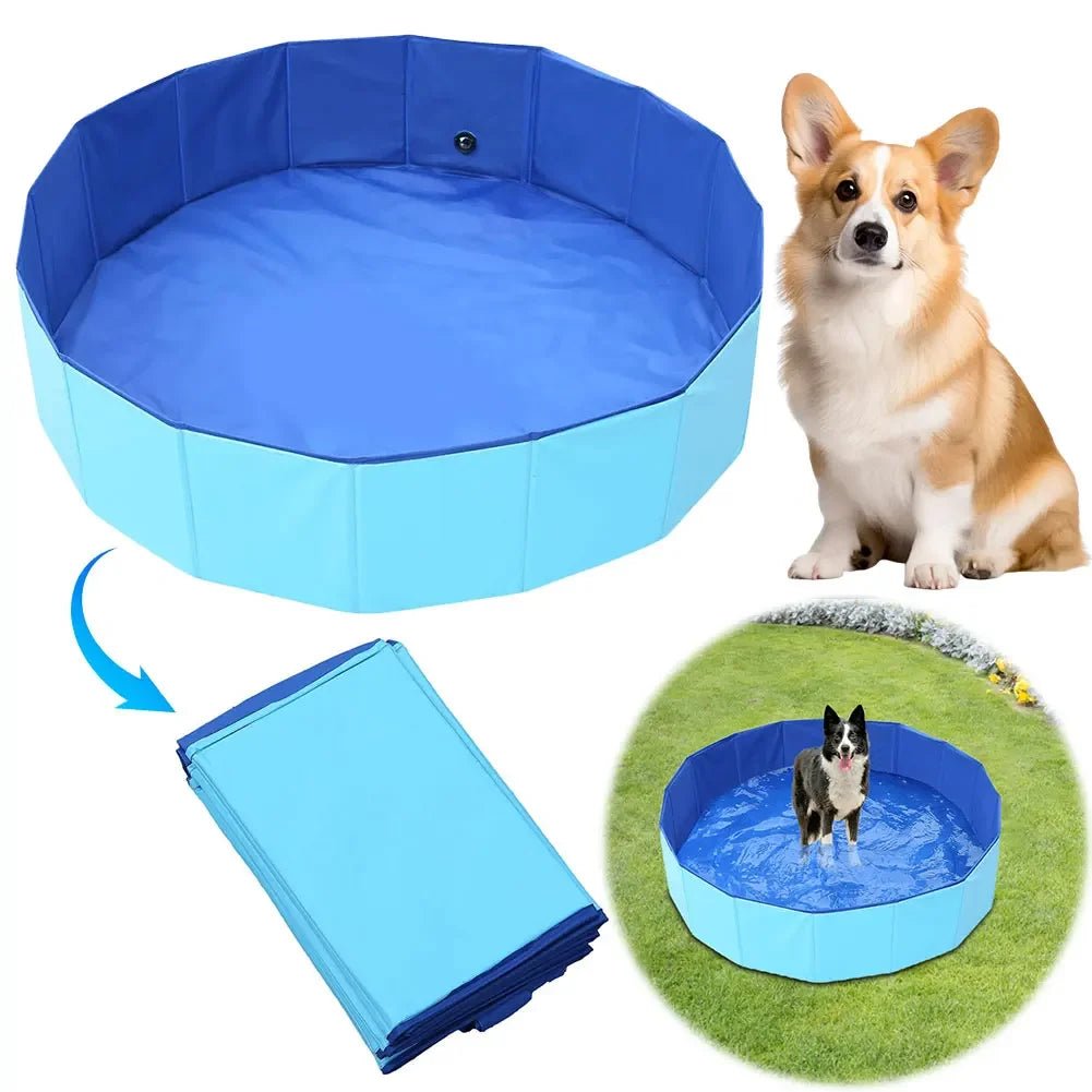 Foldable Dog Pool for Summer Fun – Portable Sturdy Pet Pool for Dogs and Cats, Easy to Set Up, Compact Design 0