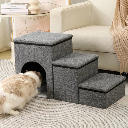 Foldable Multi-Functional Dog Stairs with Storage and Cozy Condo – Ideal for Pets 3