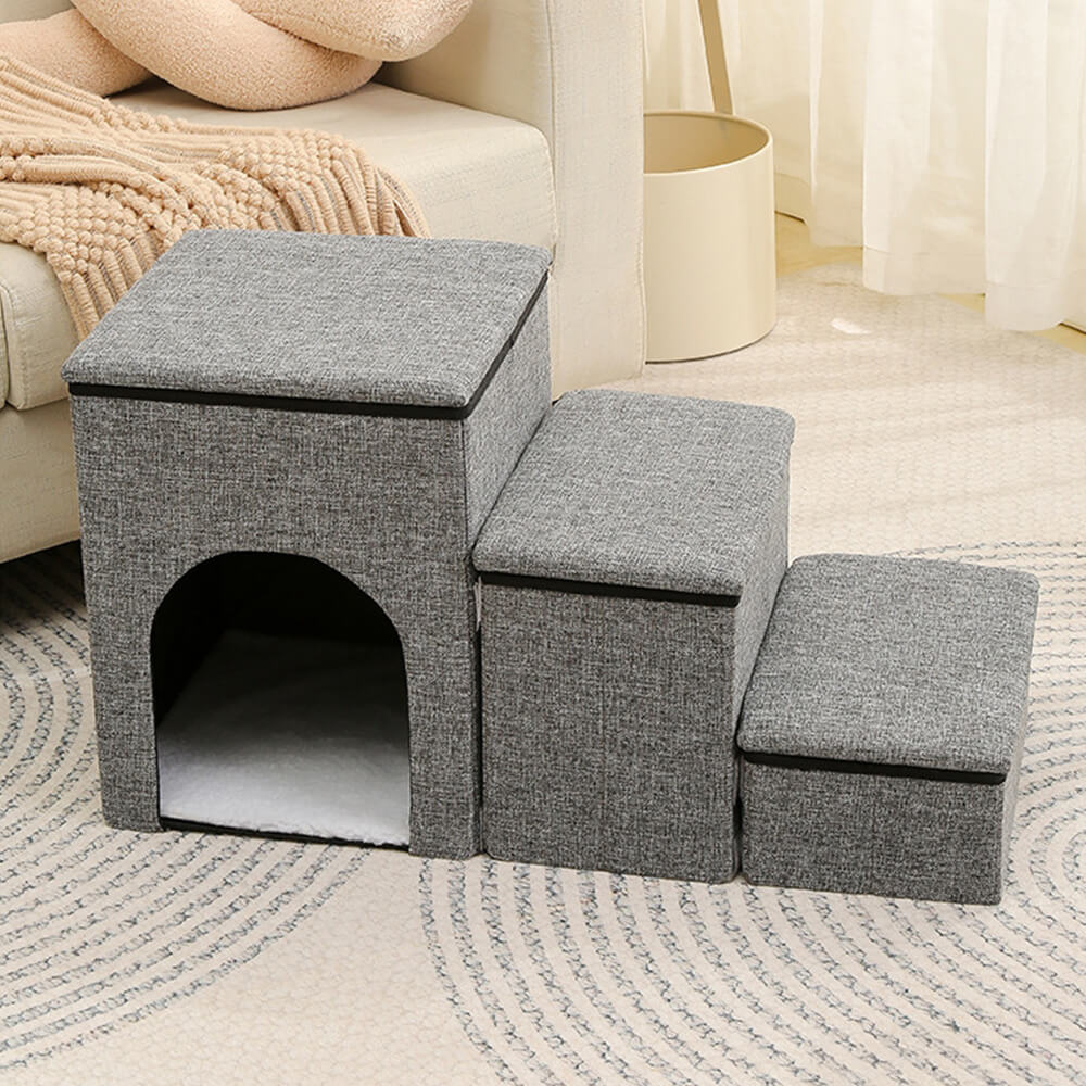 Foldable Multi-Functional Dog Stairs with Storage and Cozy Condo – Ideal for Pets 7
