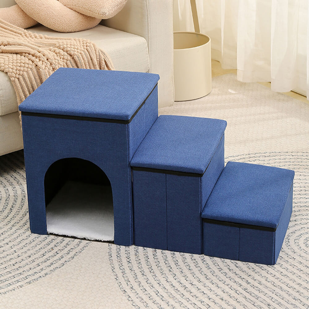 Foldable Multi-Functional Dog Stairs with Storage and Cozy Condo – Ideal for Pets 8