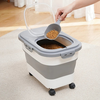 Foldable Pet Food Storage Bin with Airtight Seal and Wheels – 33 lbs Capacity 1