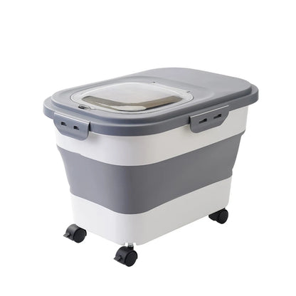Foldable Pet Food Storage Bin with Airtight Seal and Wheels – 33 lbs Capacity 4