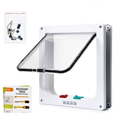 Folding Door with Cat Flap and 4-Way Safety Lock – Versatile Indoor/Outdoor PVC Door Solution 0