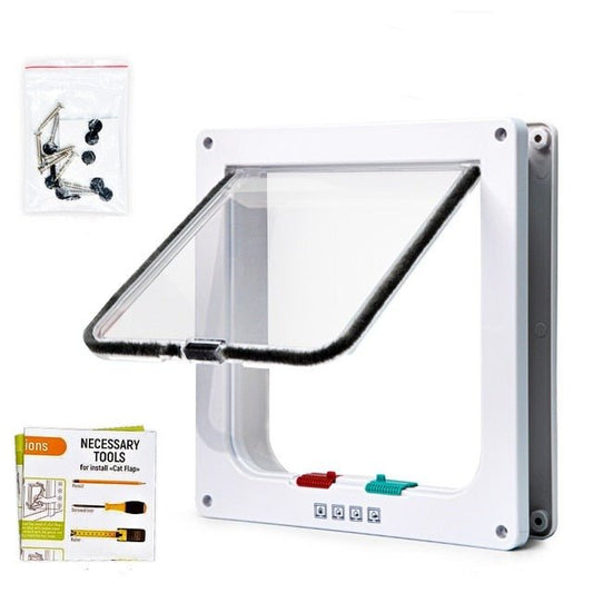 Folding Door with Cat Flap and 4-Way Safety Lock – Versatile Indoor/Outdoor PVC Door Solution 0